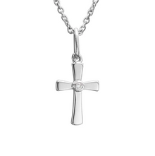  Sterling Silver Cross Necklace with Diamond