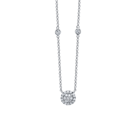 Round Halo Diamond Necklace
