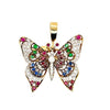 Multi-Gemstone and Diamond Butterfly Pendant