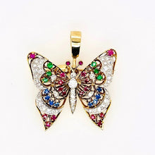  Multi-Gemstone and Diamond Butterfly Pendant