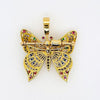 Multi-Gemstone and Diamond Butterfly Pendant