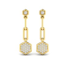  Diamond Hexagon Link Drop Earrings