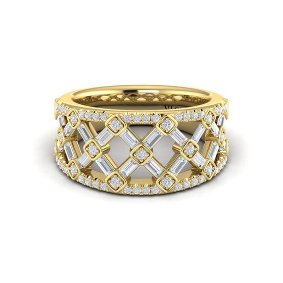 Diamond Baguette Criss Cross Open Ring