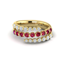  Diamond and Ruby Three Row Wrap Ring