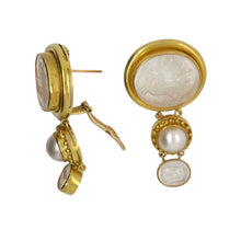  Elizabeth Locke Venetian Glass Intaglio and Mabe Pearl Dangle Earrings