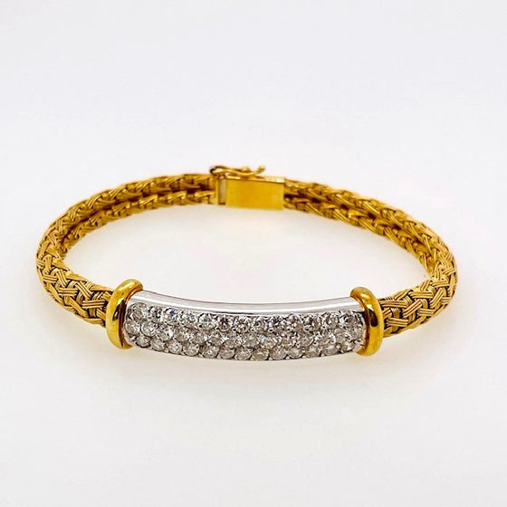 Woven Bracelet with Diamond Bar