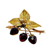  Leaf Brooch with Garnet Berries