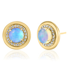  Opal and Diamond Bezel Earrings