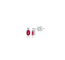  Oval Ruby and Diamond Stud Earrings