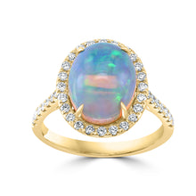  Opal and Diamond Halo Ring