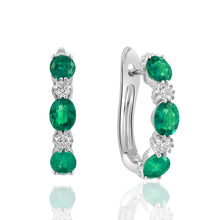  Oval Emerald and Diamond Huggie Earrings