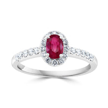  Oval Ruby and Diamond Halo Ring