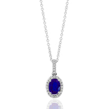  Oval Sapphire and Diamond Halo Necklace