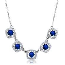  5 Sapphire and Diamond Halo Necklace