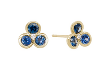  Sapphire and Diamond Flower Stud Earrings