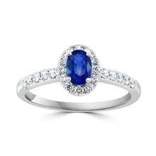  Sapphire Ring with Diamond Halo
