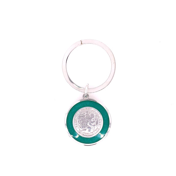 Sterling Silver St. Chris with Jade Enamel Key Chain