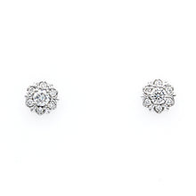  Diamond Flower Cluster Stud Earrings