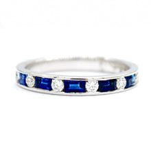  Sapphire & Diamond Dot Dash Band Ring