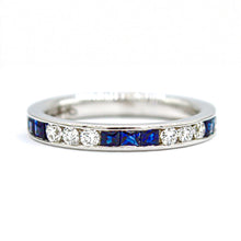  Sapphire & Diamond Round & Princess Cut Band Ring