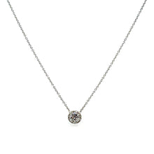  White Gold Diamond Halo Pendant Necklace