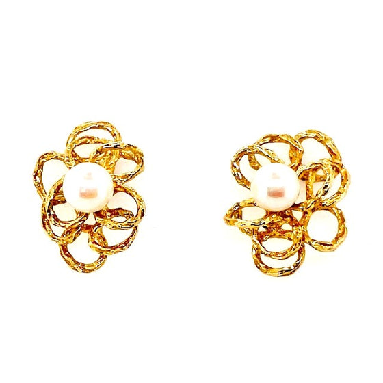 Gold and Cultured Pearl Earrings