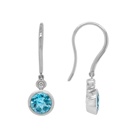 Artistry Swiss Blue Topaz and Diamond Drop Earrings
