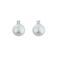  6.5mm Pearl & Diamond Stud Earrings