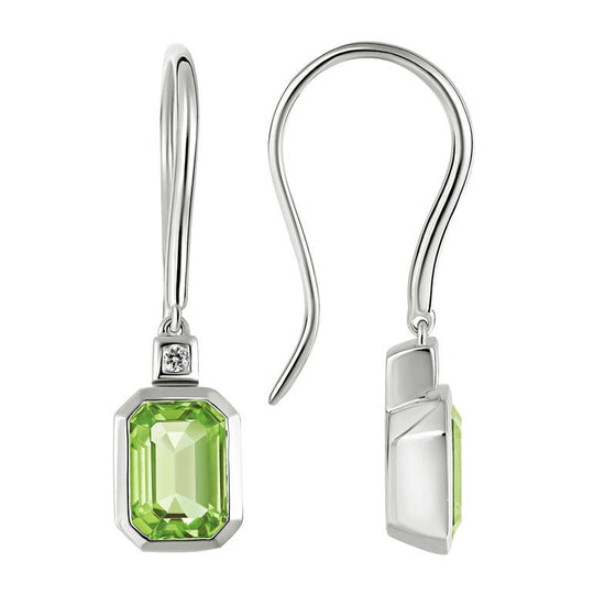 Emerald Cut Peridot Dangle Earrings