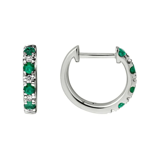 Artistry Emerald and Diamond Hoop Earrings