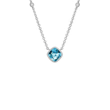  White Gold Blue Topaz and Diamond Necklace