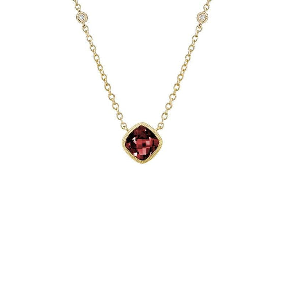 Yellow Gold Garnet and Diamond Necklace