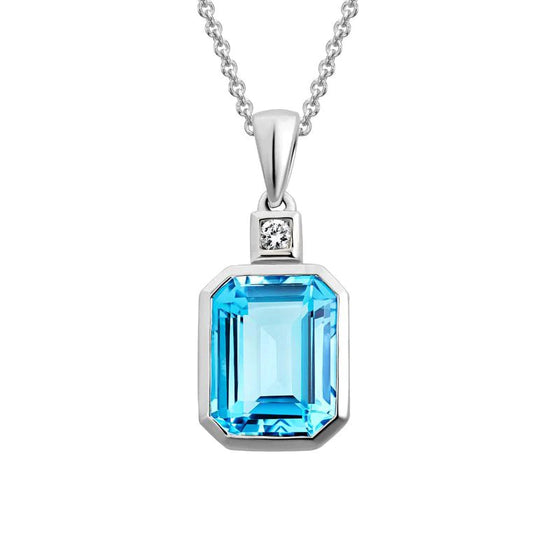 Artistry Swiss Blue Topaz and Diamond Pendant Necklace