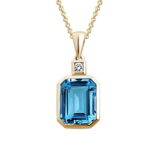 Emerald Cut London Blue Topaz Pendant Necklace