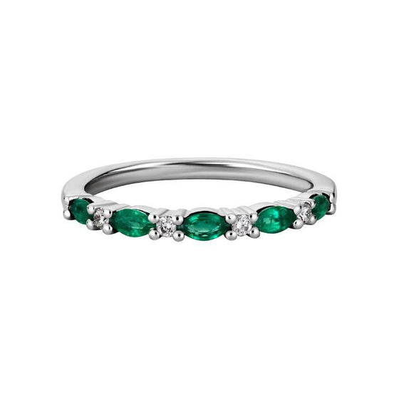 Oval Emerald & Diamond Band Ring
