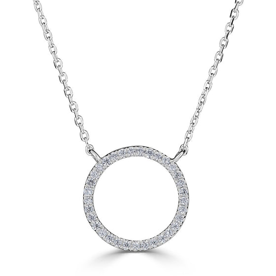 Diamond Round Outline Necklace