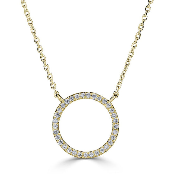 Diamond Round Outline Necklace