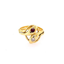  Gold Snake Ring with Diamond and Ruby