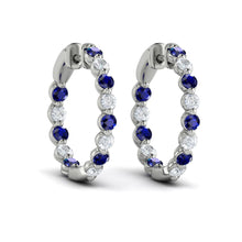  Adella Inside Out Diamond and Blue Sapphire Hoop Earrings