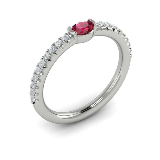 Adella Diamond and Oval Ruby Centerstone Ring