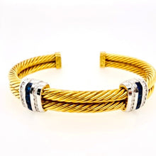 David Yurman Two Row Cable Bracelet with Sapphire and Diamond